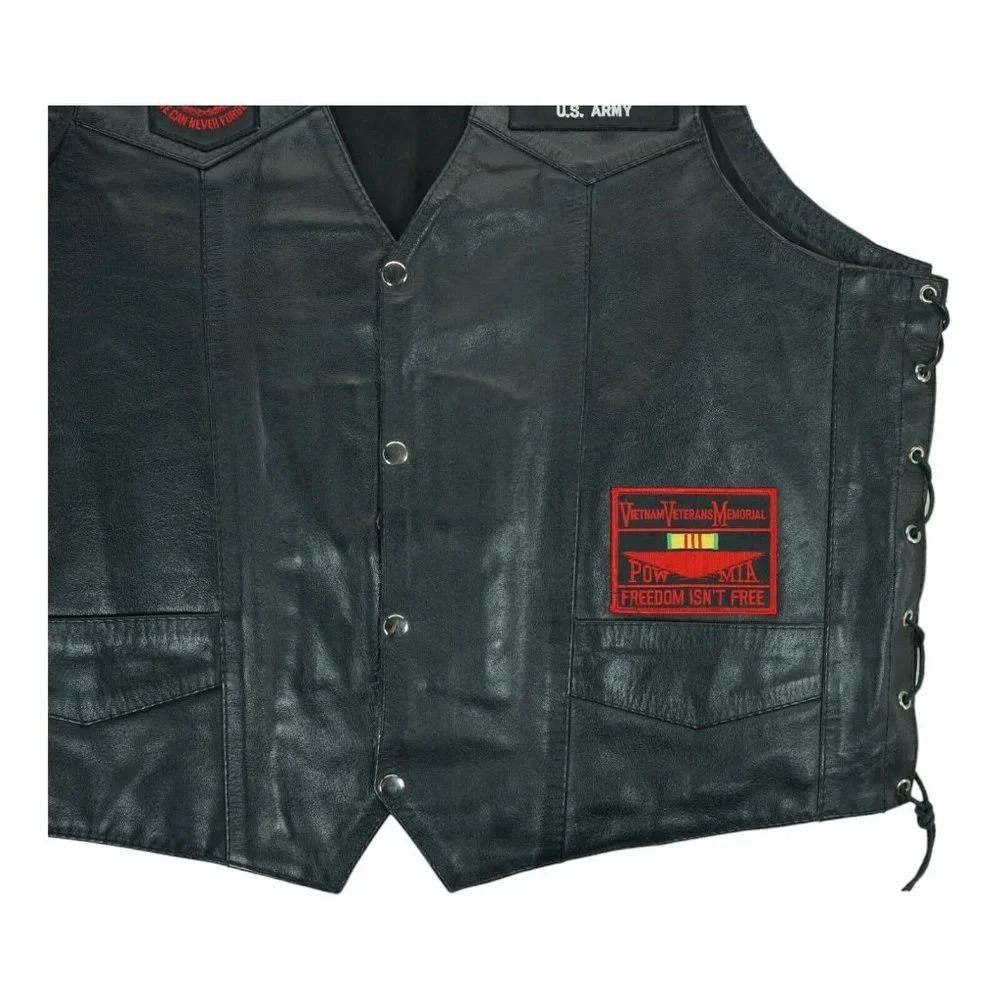 Vintage Cycle Leather Motorcycle Vest w Patches Vietnam‎ Veteran Biker Sz 4XL